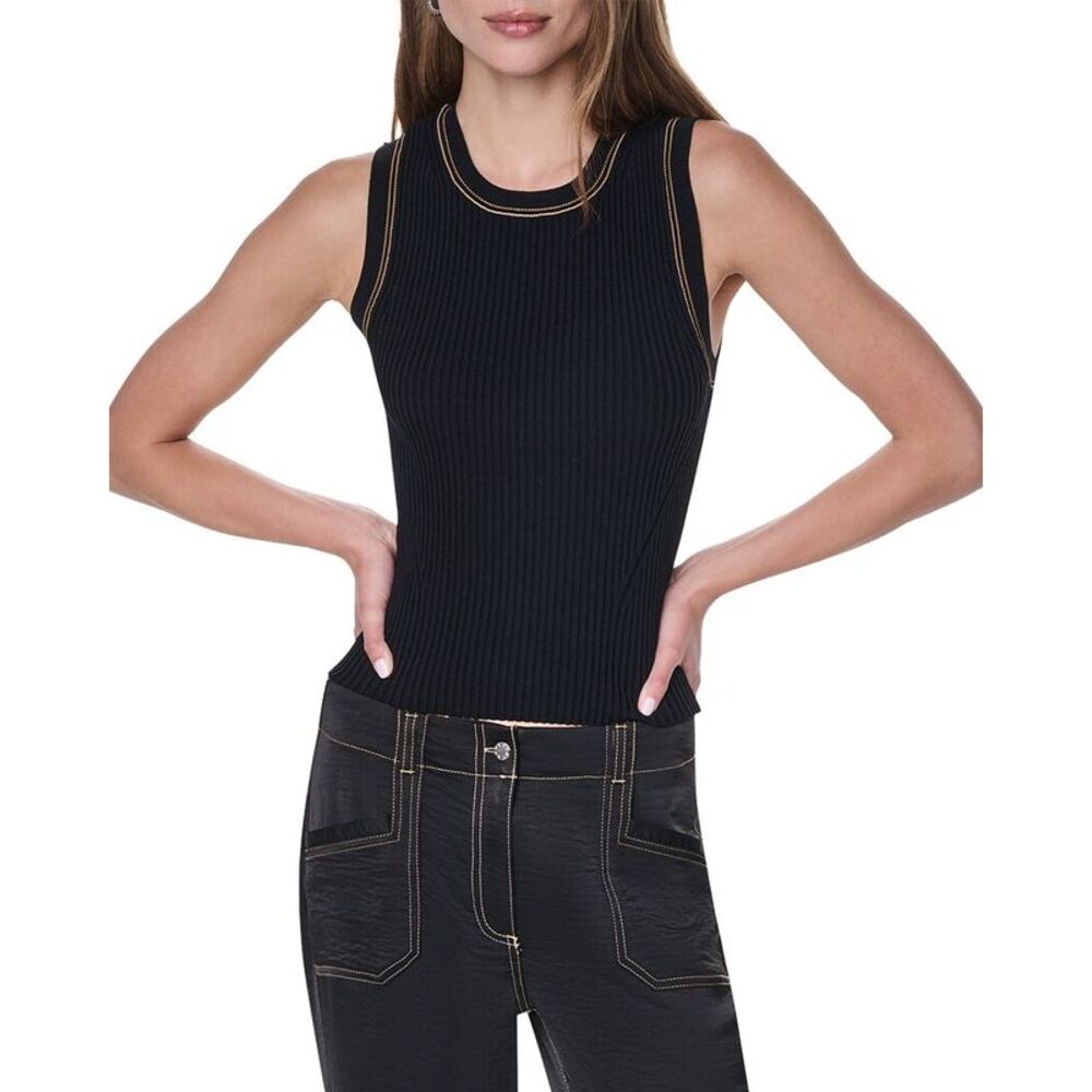 Dkny Womens  Contrast Stitch Sweater, Black